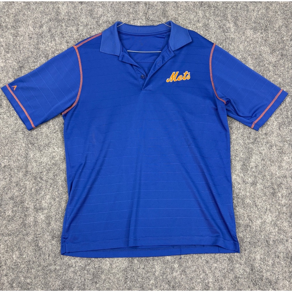 Antigua Mens New York Mets MLB Polo Shirt Blue Orange Contrast Stitch XL